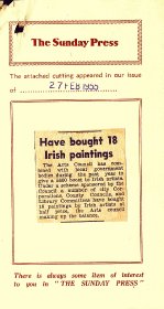 Press cutting - The Sunday Press - 'Have bought 18 paintings'